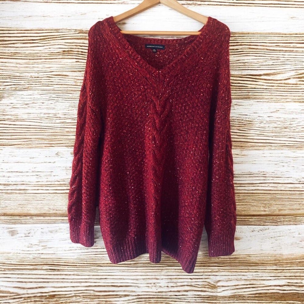 Women's Red V-Neck Sweater